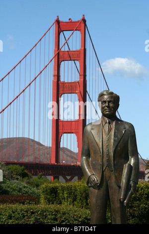 Statue of Joseph Baermann Strauss, the chief engineer of the Golden Gate Bridge in San Francisco, California Stock Photo