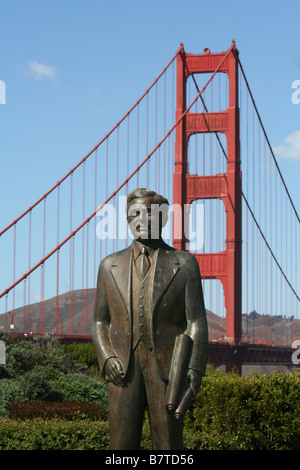 Statue of Joseph Baermann Strauss, the chief engineer of the Golden Gate Bridge in San Francisco, California Stock Photo