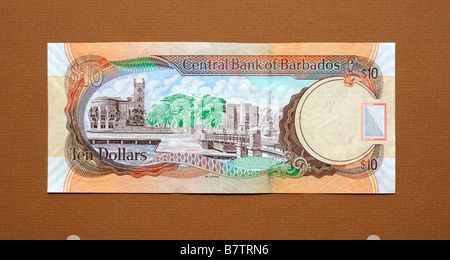 Barbados 10 Ten Dollar Bank Note Stock Photo