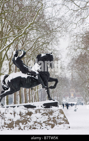 Kensington Gardens covered in February snow SW7 London United Kingdom Stock Photo