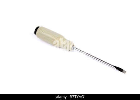 One Flat head screw driver against a white background Stock Photo