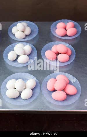 Duck Eggs Hard Boiled then pickled in ammonia (they are black inside) Bangkok Thailand Stock Photo