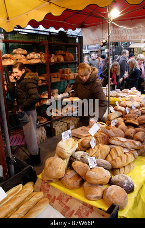 Bread stall Borough Market London January 2009 Stock Photo