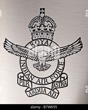 Royal Indian Air Force Emblem  - Eagle Rampant - Air Forces Memorial Runnymede - Motto Per Ardua Ad Astra Stock Photo