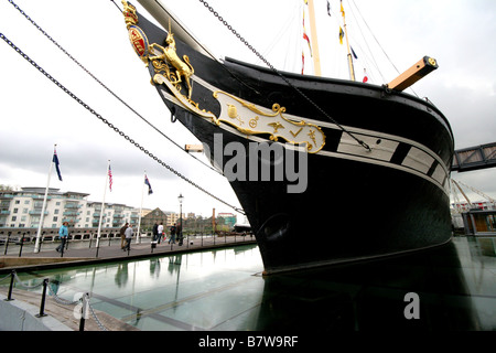 The bow of Brunels SS Great Britain the world's first large iron ship in Bristol Docks Bristol Avon England Stock Photo