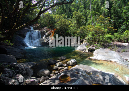 Josephine Falls amongst the rainforest in Wooroonooran National Park north Queensland Australia Stock Photo