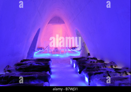 The ice Cathedral inside the ice hotel in Lillehammer Stock Photo