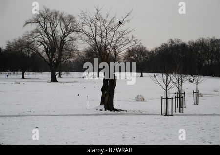 Peckham Rye Park after the snow, London, UK. Stock Photo