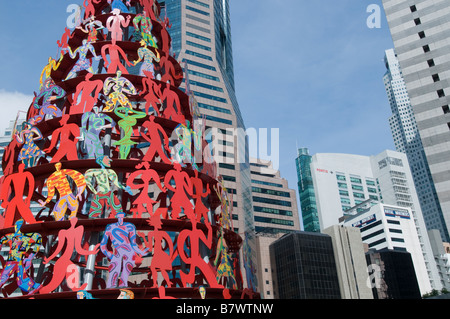 Raffles Place Singapore CBD high rise office building financial bank commercial centre Stock Photo