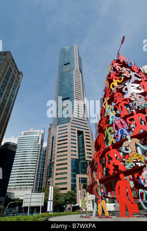 Raffles Place Singapore CBD high rise office building financial bank commercial centre Stock Photo