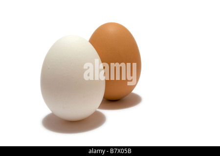 two eggs in different colors isolated Stock Photo