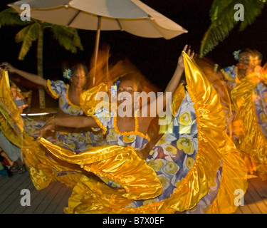Traditional Sega dancer performing in Hotel Veranda Troux aux Biches Mauritius Africa Stock Photo