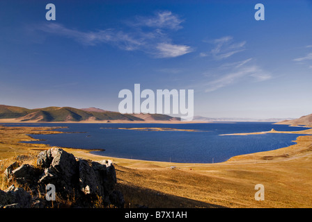 Landscape of the Terkhiin Tsagaan Nuur Great White Lake Mongolia Stock Photo
