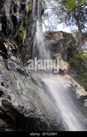 Caledonian waterfall on the trail in Troodos mountains South Cyprus. Stock Photo