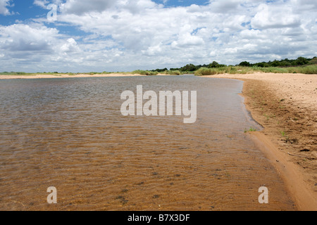 View of the Limpopo river where it runs through Gaza province in southern Mozambique. Stock Photo