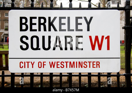 Street sign for Berkeley Square, London.  Jan 2009 Stock Photo