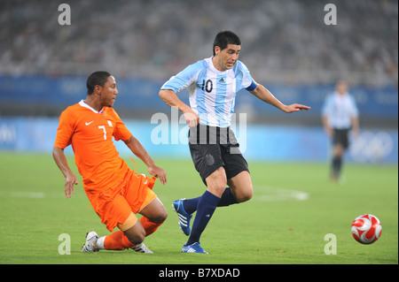 Juan Roman Riquelme ARG AUGUST 16 2008 Football Beijing 2008 Olympic Games Mens Football Quarter Final match between Argentina and Netherlands at Shanghai Stadium in Shanghai China Photo by Atsushi Tomura AFLO SPORT 1035 Stock Photo