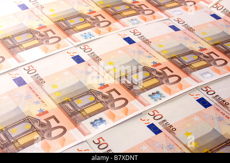 Fifty Euro bank notes. Stock Photo