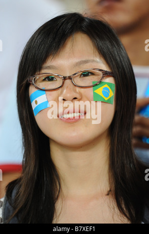 Argentina fans ARG AUGUST 19 2008 Football Beijing 2008 Olympic Games Mens Football semi final match between Argentina and Brazil at Workers Stadium in Beijing China Photo by Atsushi Tomura AFLO SPORT 1035 Stock Photo