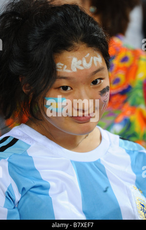 Argentina fans ARG AUGUST 19 2008 Football Beijing 2008 Olympic Games Mens Football semi final match between Argentina and Brazil at Workers Stadium in Beijing China Photo by Atsushi Tomura AFLO SPORT 1035 Stock Photo