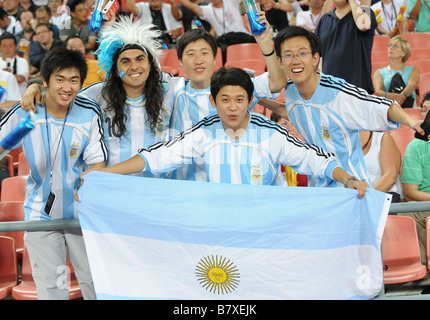 Argentina fans ARG AUGUST 19 2008 Football Beijing 2008 Olympic Games Mens Football semi final match between Argentina and Brazil at Workers Stadium in Beijing China Photo by Atsushi Tomura AFLO SPORT 1035 Stock Photo