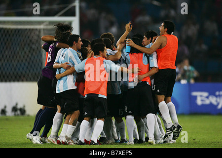 Argentina team group ARG AUGUST 19 2008 Football Beijing 2008 Olympic Games Mens Football semi final match between Argentina and Brazil at Workers Stadium in Beijing China Photo by YUTAKA AFLO SPORT 1040 Stock Photo