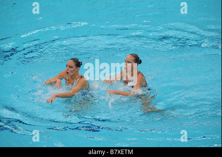 L R Anastasia Davydova Anastasia Ermakova RUS AUGUST 19 2008 Synchronized Swimming Anastasia Davydova and Anastasia Ermakova of Stock Photo