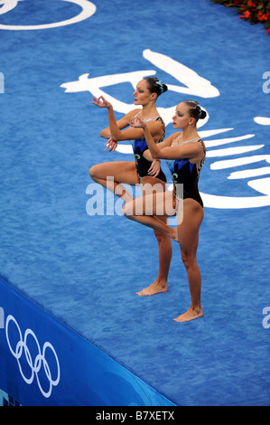 L R Anastasia Davydova Anastasia Ermakova RUS AUGUST 19 2008 Synchronized Swimming Anastasia Davydova and Anastasia Ermakova of Stock Photo