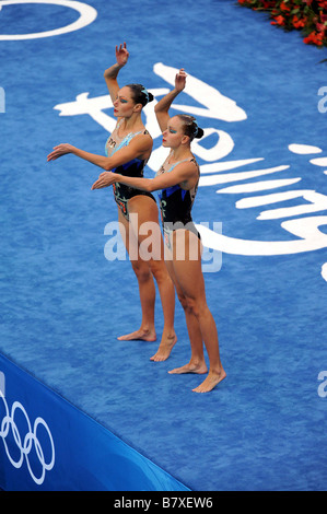 L R Anastasia Davydova Anastasia Ermakova RUS AUGUST 19 2008 Synchronized Swimming Anastasia Davydova and Anastasia Ermakova of Stock Photo