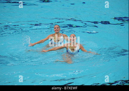 L R Anastasia Davydova Anastasia Ermakova RUS AUGUST 19 2008 Synchronized Swimming Anastasia Davydova and Anastasia Ermakova of Stock Photo