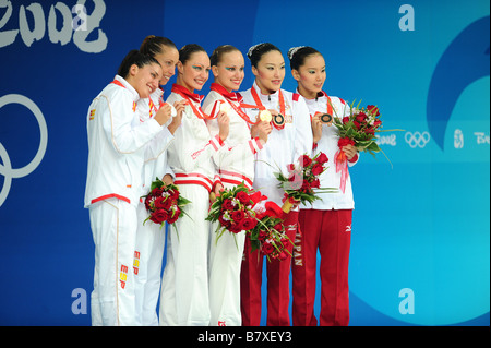 L to R Gemma Mengual Andrea Fuentes ESP Anastasia Davydova Anastasia Ermakova RUS Emiko Suzuki JPN Saho Harada JPN AUGUST 20 20 Stock Photo