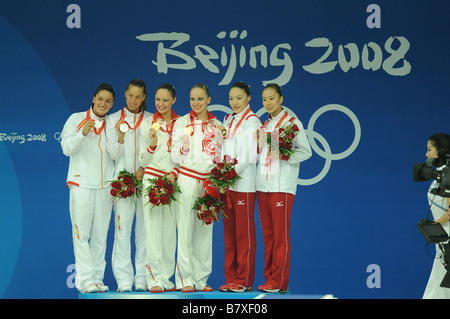 L to R Gemma Mengual Andrea Fuentes ESP Anastasia Davydova Anastasia Ermakova RUS Emiko Suzuki Saho Harada JPN AUGUST 20 2008 S Stock Photo