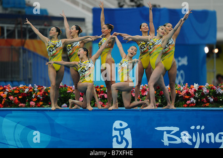 Japan team group JPN AUGUST 22 2008 Synchronized Swimming Beijing 2008 Olympic Games Team Event Technical Routine at the National Aquatics Center in Beijing China Photo by Jun Tsukida AFLO SPORT 0003 Stock Photo