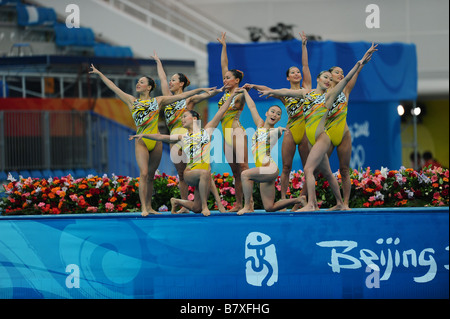 Japan team group JPN AUGUST 22 2008 Synchronized Swimming Beijing 2008 Olympic Games Team Event Technical Routine at the National Aquatics Center in Beijing China Photo by Jun Tsukida AFLO SPORT 0003 Stock Photo