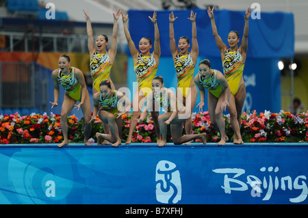 Japan team group JPN AUGUST 22 2008 Synchronized Swimming Beijing 2008 Olympic Games Team Event Technical Routine at the National Aquatics Center in Beijing China Photo by Jun Tsukida AFLO SPORT 0003 Stock Photo