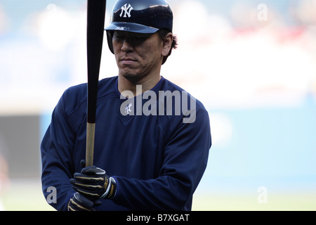 Hideki Matsui Yankees AUGUST 26 2008 MLB Hideki Matsui 55 of the New York Yankees during batting practice before the game against the Boston Red Sox at Yankee Stadium in the Bronx NY USA Photo by Thomas Anderson AFLO 0903 JAPANESE NEWSPAPER OUT Stock Photo