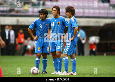 L to R Jun Suzuki JPN Kosuke Yamamoto JPN Yoichiro Kakitani JPN SEPTEMBER 15 2008 Football Sendai Cup International Youth Footb Stock Photo