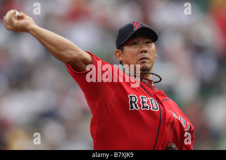 Boston Red Sox 18 Daisuke Matsuzaka pitches to the New York Yankees at Fenway Park September 28 2008 The Boston Red Sox lost their first game 6 2 in a Double Header against the Yankees Photo by Thomas Anderson Aflo Stock Photo