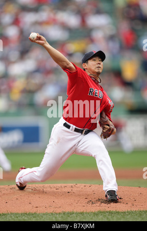 Boston Red Sox 18 Daisuke Matsuzaka pitches to the New York Yankees at Fenway Park September 28 2008 The Boston Red Sox lost their first game 6 2 in a Double Header against the Yankees Photo by Thomas Anderson Aflo Stock Photo