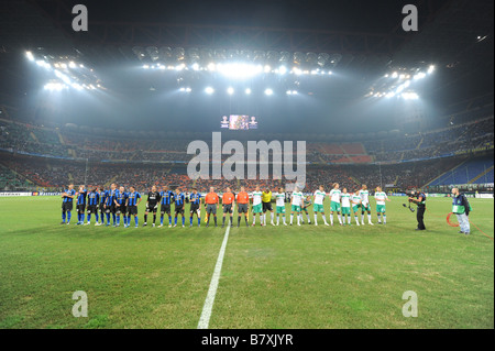 Two team group line up OCTOBER 1 2008 Football UEFA Champions League Group B first leg match between Inter Milan and Werder Bremen at the San Siro stadium in Milan Italy Photo by Enrico Calderoni AFLO SPORT 0391 Stock Photo