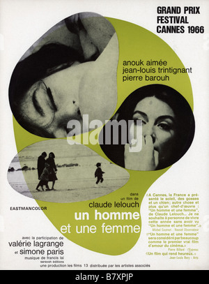 Un homme et une femme  Year: 1966 - France affiche, poster  Director: : Claude Lelouch  Golden Palm Cannes 1966 Stock Photo