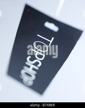 top shop label photographed in close up with a shallow depth-of-field Stock Photo