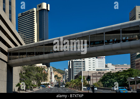 The Strand Street pedestrian bridge leading to the train station in Cape Town South Africa. Stock Photo