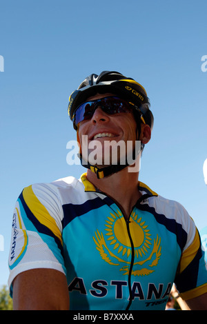 Lance Armstrong USA JANUARY 18 2009 Cycling Lance Armstrong of Team Astana during the Tour Down Under Classic Team Presentation Stock Photo