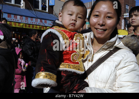 The annual Chinese Lunar New Year Parade in the Brooklyn neighborhood of Sunset Park Stock Photo