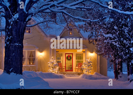 Christmas Home in Grand Isle VT Stock Photo