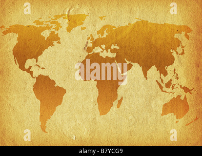 World map on a grunge background Stock Photo