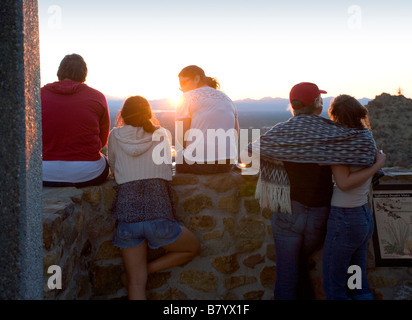 Tourists watching the sunset from the overlook at Gates Pass Gates Pass is in Saguaro national Park in Tucson Arizona Stock Photo