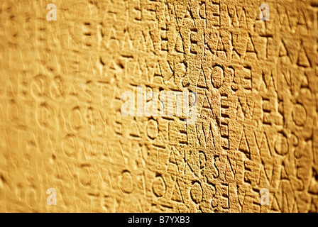 Stone tablets engraved with Laws of Gortyna, Crete, Greece Stock Photo