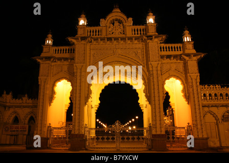 Gateway to the Royal Palace Mysore Karnataka, India Stock Photo